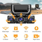 5G WiFi Dash Cam 4 Channel 360 Front Rear Inside DashCam, FHD 1080P Car Camera - Magic Store